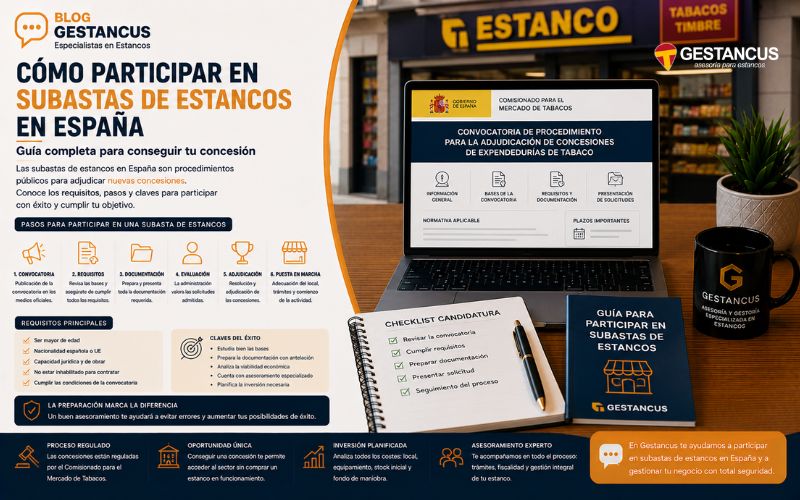 Cómo participar en subastas de estancos en España